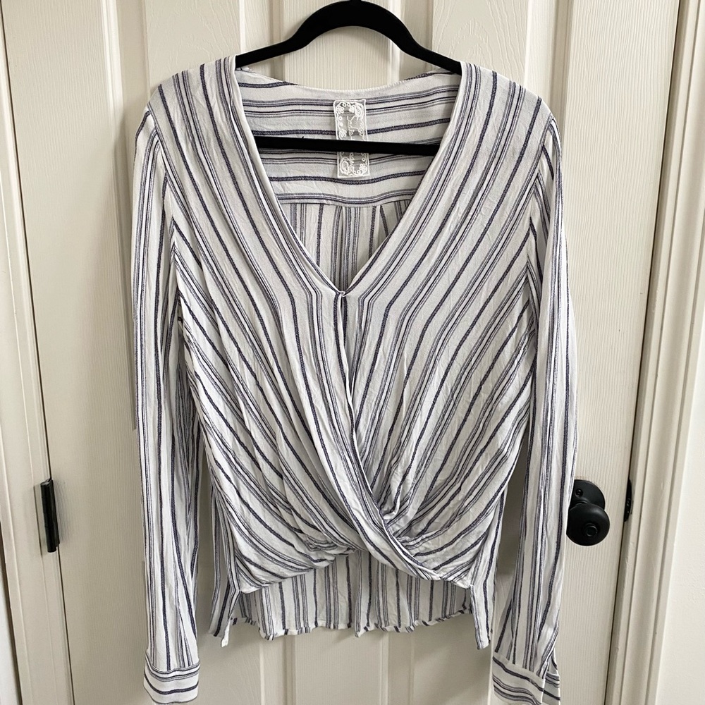 Sadie & Sage Tops | blue and white striped blouse